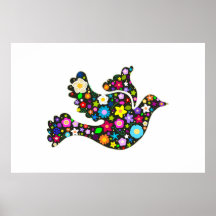 Floral Dove of flowers Poster