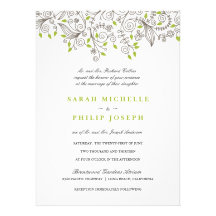 Floral Fancy Swirls Formal Wedding Invitations
