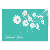 Floral Flourish Thank You Notecard (Teal / White)