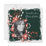 Floral Frame Black and White Graduation Invite