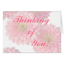 Floral Greeting Card-Pink Zinnia Flowers