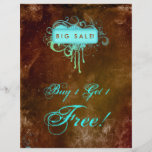 Floral Grunge Flyer Salon Spa Blue Brown
