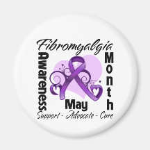 Floral Heart - Fibromyalgia Awareness Month Magnets