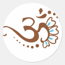 Floral Henna Om Round Sticker