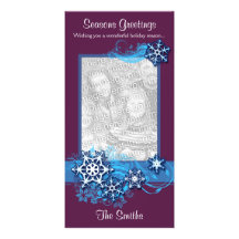 Floral Holiday Snowflake Photo Card in Purple