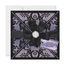 Floral Lace Invite with Diamond Bow