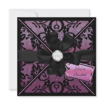 Floral Lace Invite with Diamond Bow