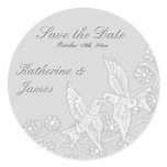 Floral Lace Platinum Save the Date Sticker