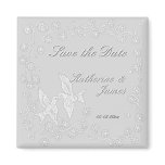 Floral Lace Platinum Save the Date Wedding Magnet