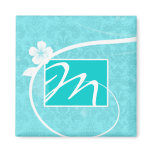 Floral Monogram Damask Magnet Turquoise Blue