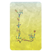 FLORAL MONOGRAM L RECTANGLE MAGNET