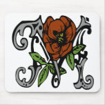 Floral Monogram Letter M mousepads