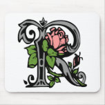 Floral Monogram Letter R mousepads