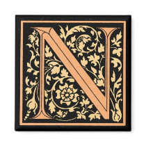 Floral Monogram 'N' - Magnet