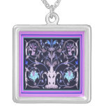 Floral Ornamental Black and Purple Design Necklaces