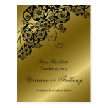 Floral Paisley Black Save Date Wedding Postcard
