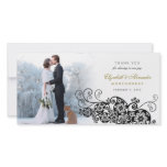 Floral Paisley Black Wedding Thank You Photo Card