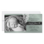 Floral Paisley White Birth Announcement Photo Card photo cards
