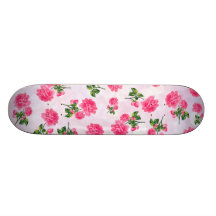 Floral patterns: pink roses on pink bokeh custom skate board