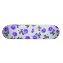 Floral patterns: purple roses on baby blue skate boards