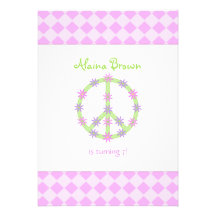 Floral Peace Sign Party Invitation