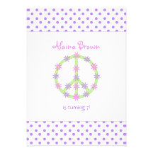 Floral Peace Sign Party Invitation