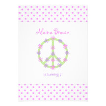 Floral Peace Sign Party Invitation