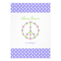 Floral Peace Sign Party Invitation