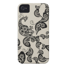Floral Peacock Pattern Black iPhone 4 CaseMate