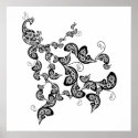 Floral Peacock Pattern Custom Poster posters