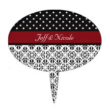Floral & Polka Dots in Red Custom Cake Pick