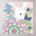 Floral Rabbit Poster