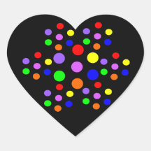 Floral Rainbow Spots Heart Shaped Stickers