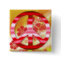Floral Red Chrome Peace Sign buttons