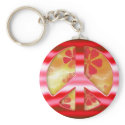 Floral Red Chrome Peace Sign keychains