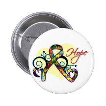 Floral Ribbon Hope - Autism Button