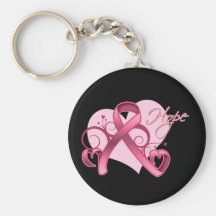Floral Ribbon Hope - Breast Cancer Keychains