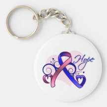 Floral Ribbon Hope - Male Breast Cancer Key Chains