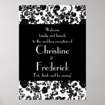 Floral Rococo Wedding, reception welcome poster