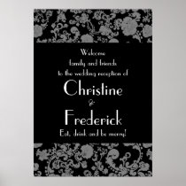 Floral Rococo Wedding, reception welcome poster