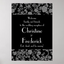 Floral Rococo Wedding, reception welcome poster