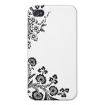 Floral roses branch rose flowers girly silhouette iPhone 4/4S case