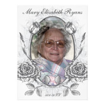Floral Roses Memorial Bereavement Card Announcement