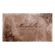 Floral Salon Spa Business Card Grunge Brown Beige