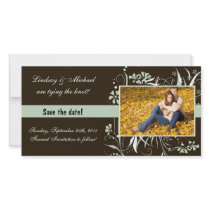 Floral Save the Date Wedding - Green Picture Card