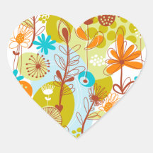 Floral Seamless Pattern Heart Stickers