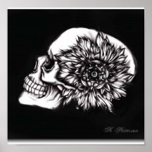 floral skull posters