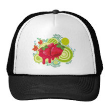 Floral Strawberries Mesh Hat