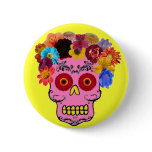 Floral Sugar Skull buttons