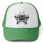 Floral Swirls Butterfly - Black & White hats